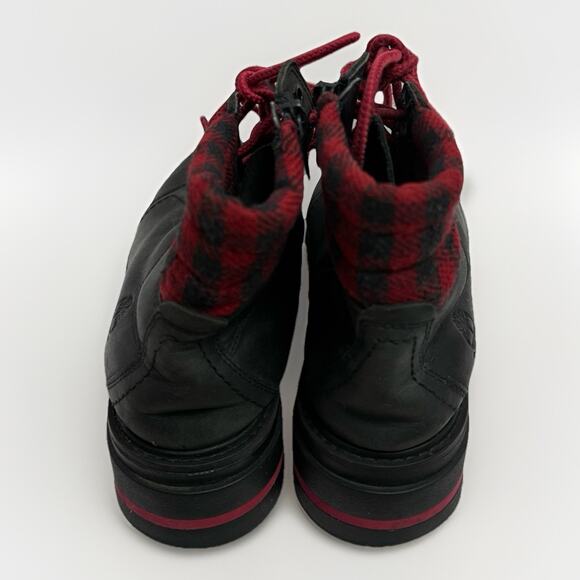 Timberland Womens Leather Boots Size 8.5 Black Plaid Red Laces Waterproof Zip - Picture 6 of 13